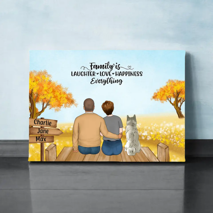 Personalized Canvas, Family Sitting Together On Beach and Garden, Gift for Whole Family