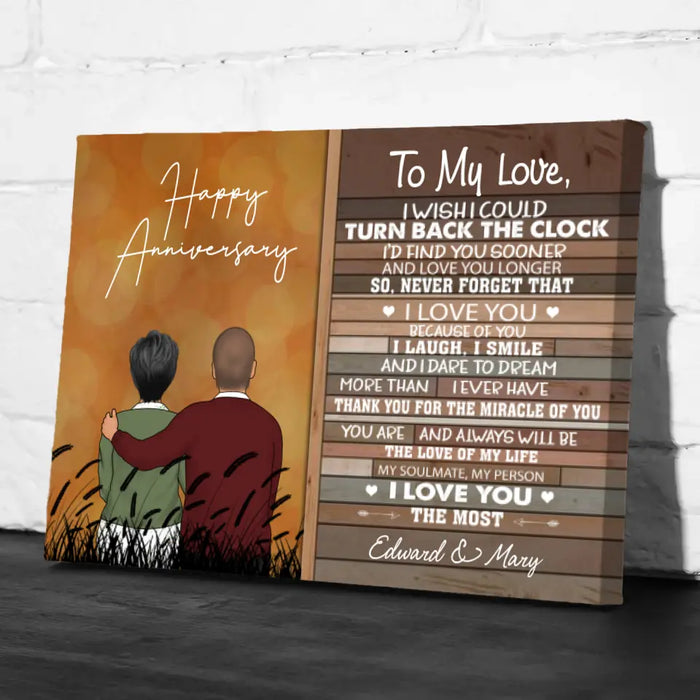 Personalized Canvas, To My Love Old Couple Sitting, Anniversary Gift, Gift for Couple, Parent