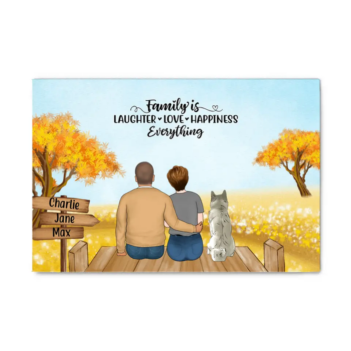 Personalized Canvas, Family Sitting Together On Beach and Garden, Gift for Whole Family