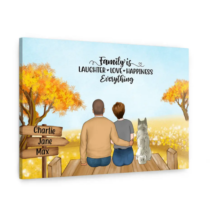 Personalized Canvas, Family Sitting Together On Beach and Garden, Gift for Whole Family