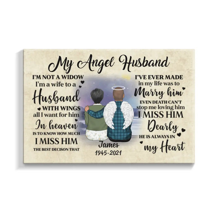 My Angel Husband - Personalized Gifts Custom Memorial Canvas for Mom or Husband, Memorial Gifts