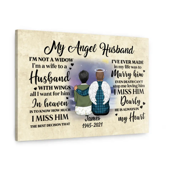 My Angel Husband - Personalized Gifts Custom Memorial Canvas for Mom or Husband, Memorial Gifts