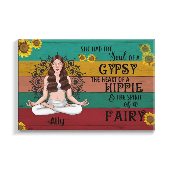 Personalized Canvas, She Had The Soul Of A Gypsy, Gift For Hippie, Yoga Fans