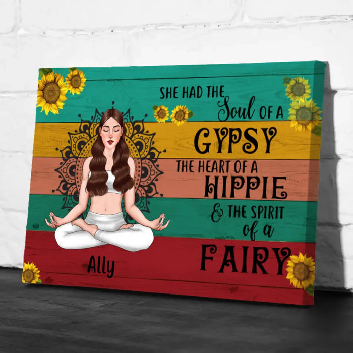 Personalized Canvas, She Had The Soul Of A Gypsy, Gift For Hippie, Yoga Fans