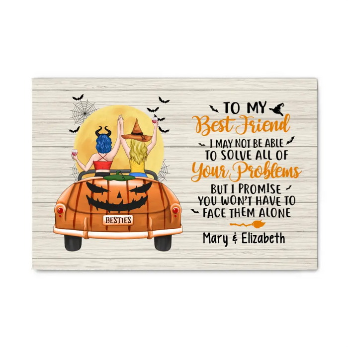 Personalized Canvas, To My Best Friend, Girls In Car, Halloween Theme, Halloween Gift For Sisters, Best Friends