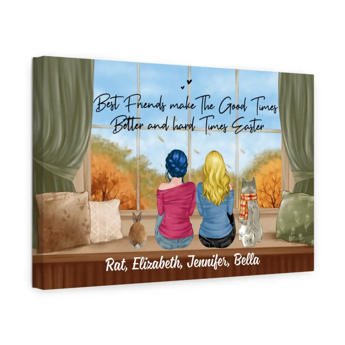 Personalized Canvas, Gift For Dog Lovers, Cat Lovers, Rabbit Lovers, Fall Gift For Sisters Best Friends