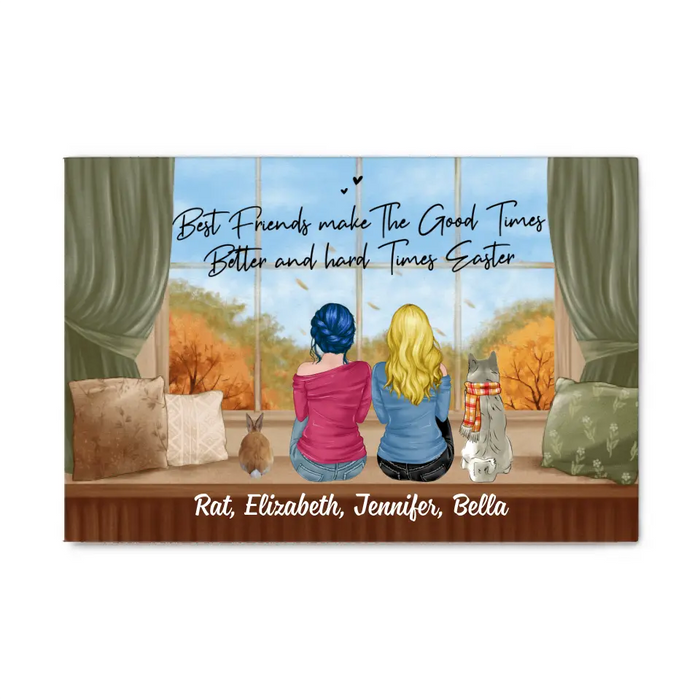 Personalized Canvas, Gift For Dog Lovers, Cat Lovers, Rabbit Lovers, Fall Gift For Sisters Best Friends