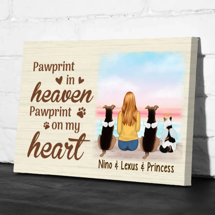 Personalized Canvas, Pawprint In Heaven Pawprint On My Heart, Memorial Gift For Dog Loss, Cat Loss, Gift For Pet Lovers