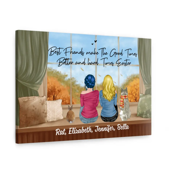 Personalized Canvas, Gift For Dog Lovers, Cat Lovers, Rabbit Lovers, Fall Gift For Sisters Best Friends