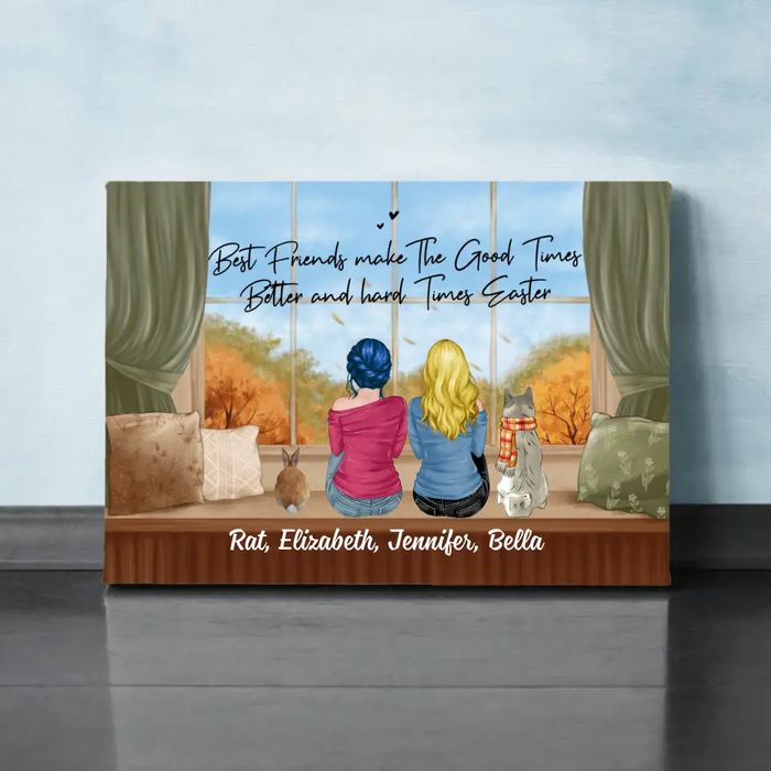 Personalized Canvas, Gift For Dog Lovers, Cat Lovers, Rabbit Lovers, Fall Gift For Sisters Best Friends