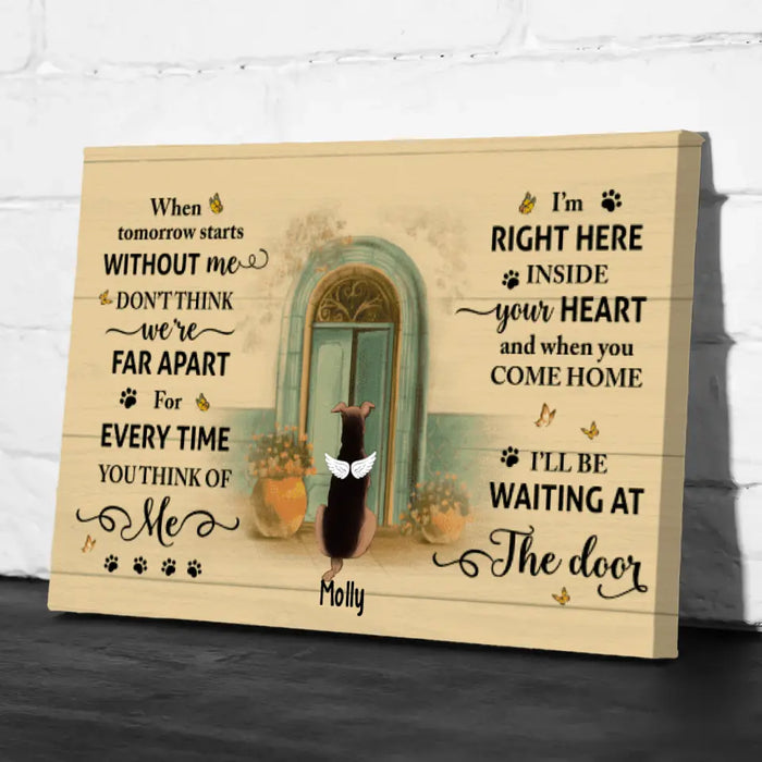 Personalized Canvas, Waiting At The Door, Memorial Gift for Dog Loss, Gift For Dog Lover