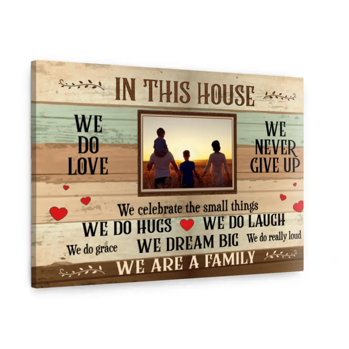 Personalized Canvas, In This House We Do Love We Never Give Up, Photo Upload Gifts, Gifts For Family