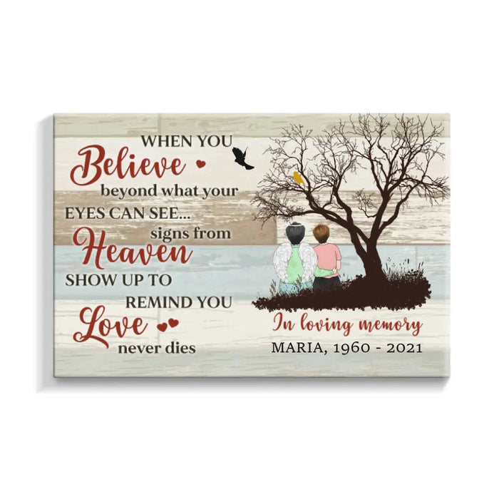 Personalized Canvas, In Loving Memory, Love Never Dies, Memorial Gifts For Lost Of Mom, Remembrance Gifts