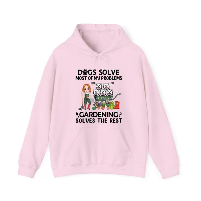 Dogs Solve Most Of Problems Gardening Solves The Rest - Personalized Shirt For Dog Lovers, Gardeners