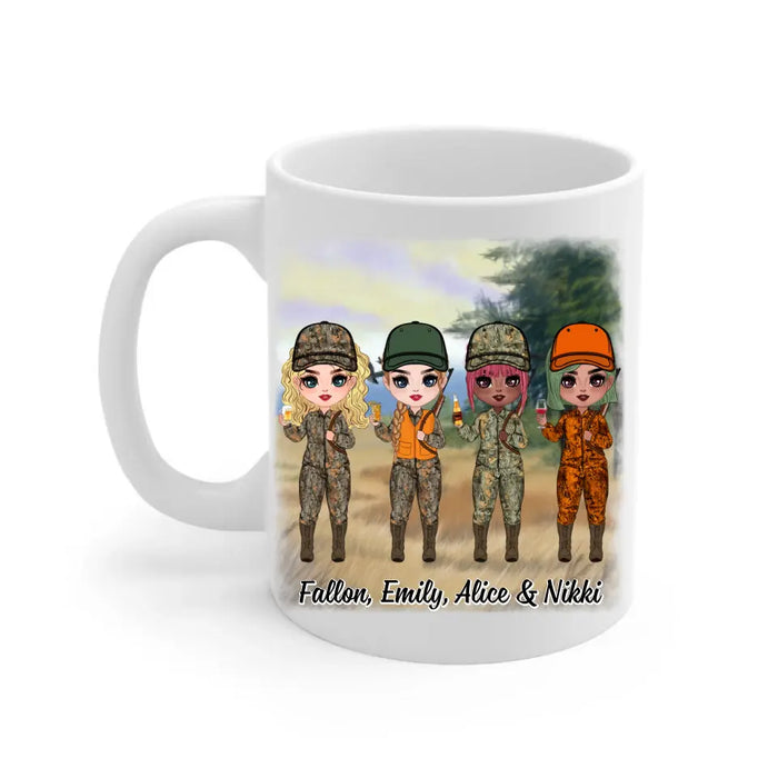 Up To 4 Chibi Hunting Solves Most Of My Problems - Personalized Mug For Her, Friends, Sister, Hunting