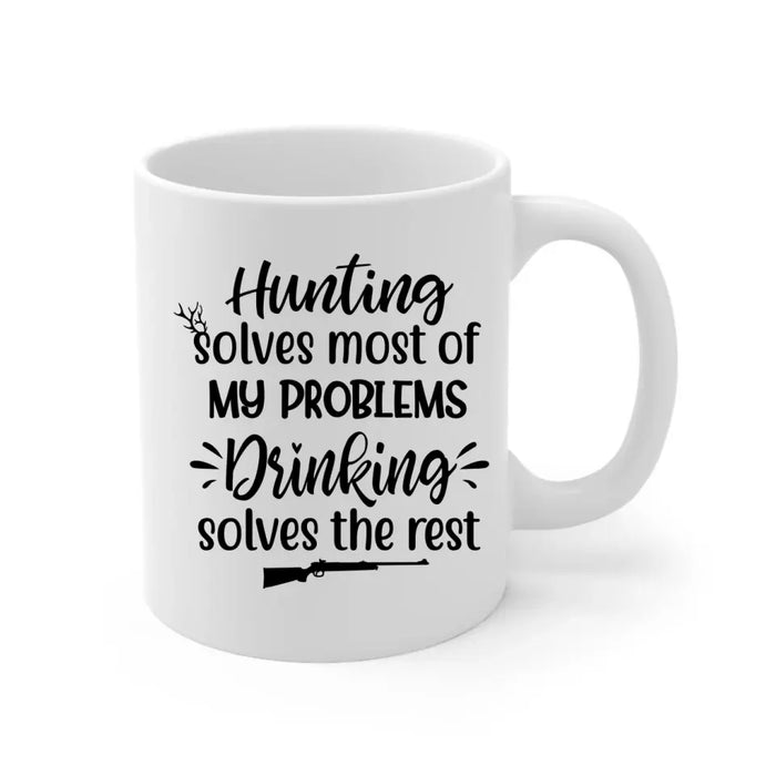 Up To 4 Chibi Hunting Solves Most Of My Problems - Personalized Mug For Her, Friends, Sister, Hunting