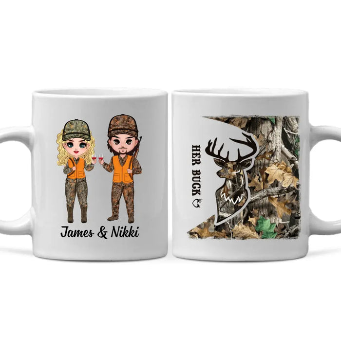 Her Buck And His Doe - Personalized Mug For Couples, Him, Her, Hunting