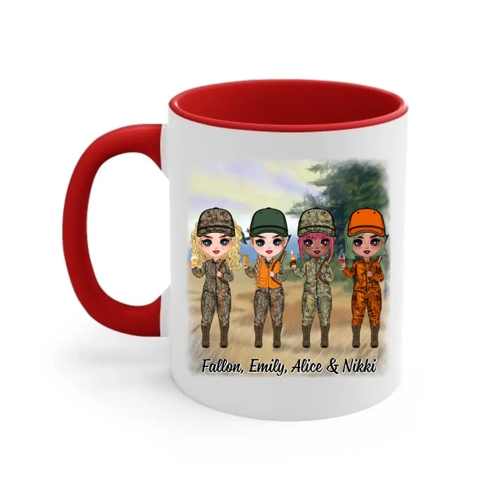 Up To 4 Chibi Hunting Solves Most Of My Problems - Personalized Mug For Her, Friends, Sister, Hunting