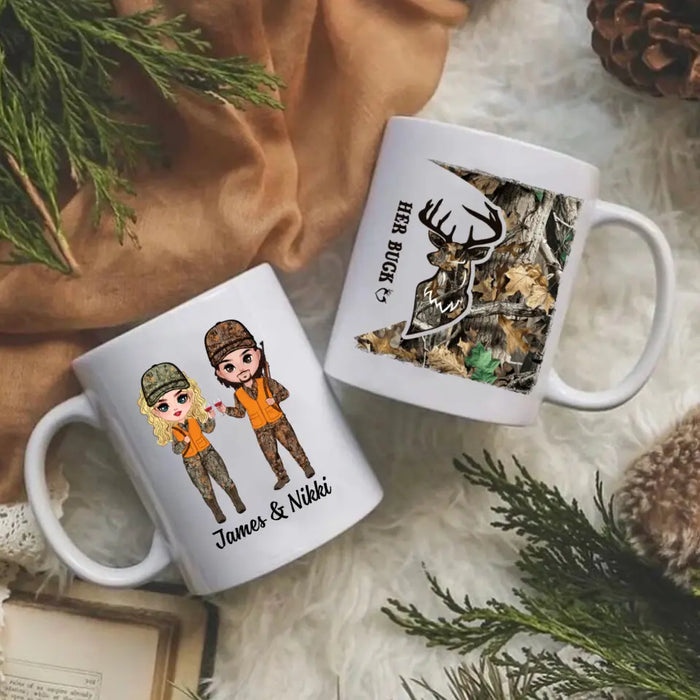 Her Buck And His Doe - Personalized Mug For Couples, Him, Her, Hunting