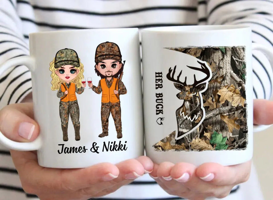 Her Buck And His Doe - Personalized Mug For Couples, Him, Her, Hunting