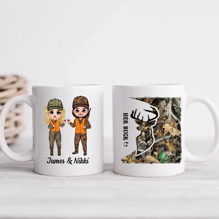 Her Buck And His Doe - Personalized Mug For Couples, Him, Her, Hunting