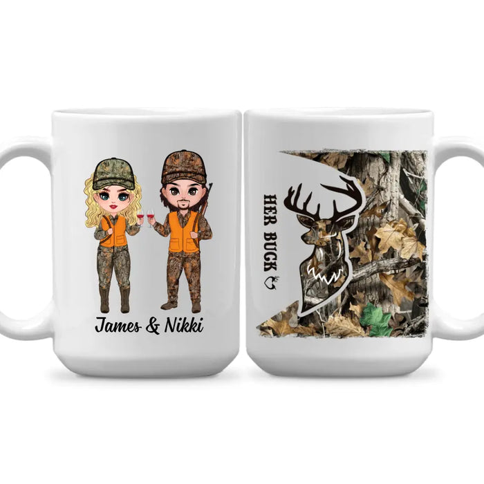 Her Buck And His Doe - Personalized Mug For Couples, Him, Her, Hunting