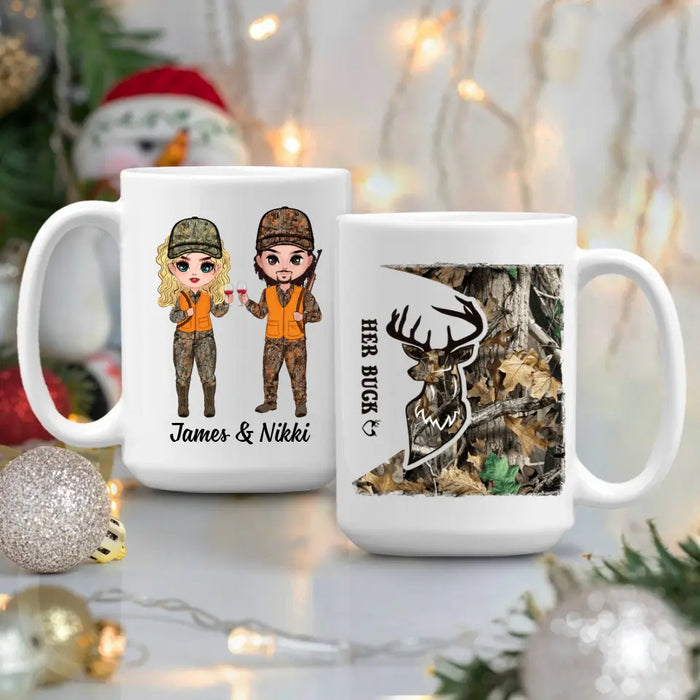 Her Buck And His Doe - Personalized Mug For Couples, Him, Her, Hunting