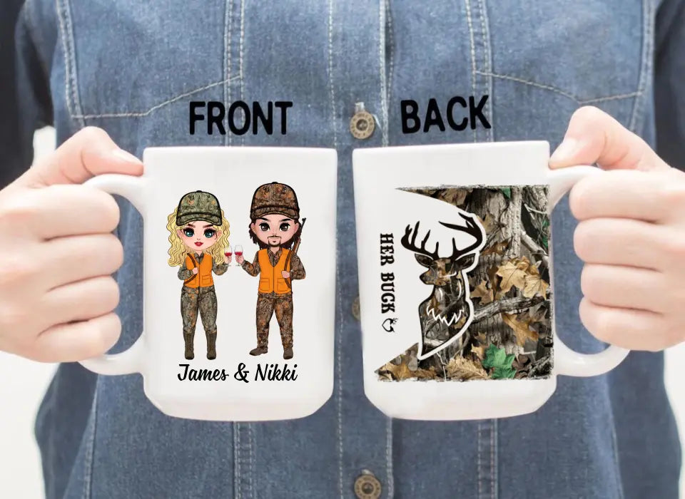 Her Buck And His Doe - Personalized Mug For Couples, Him, Her, Hunting