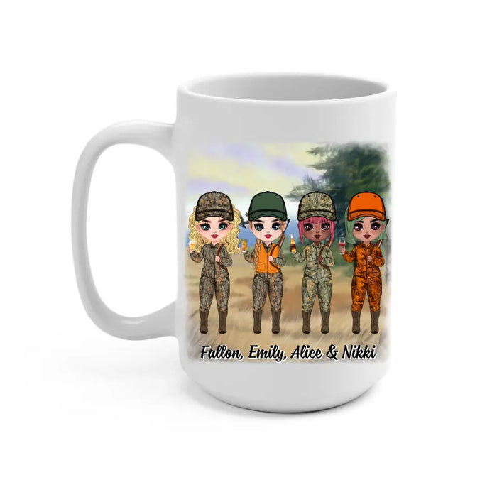 Up To 4 Chibi Hunting Solves Most Of My Problems - Personalized Mug For Her, Friends, Sister, Hunting