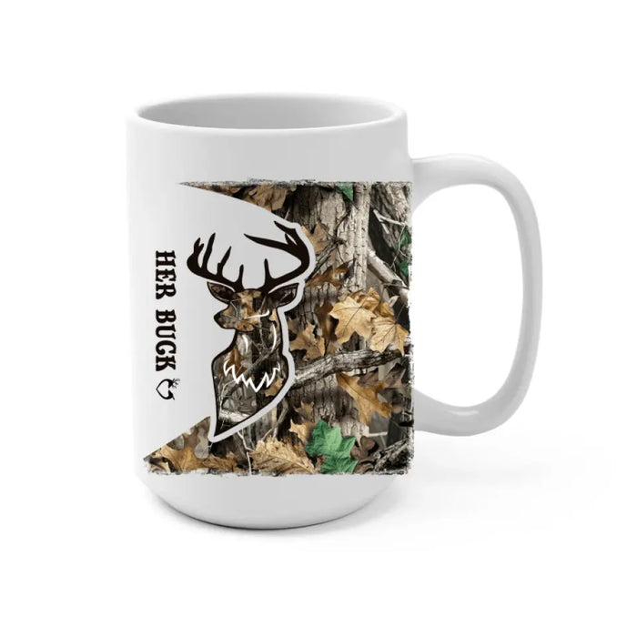 Her Buck And His Doe - Personalized Mug For Couples, Him, Her, Hunting