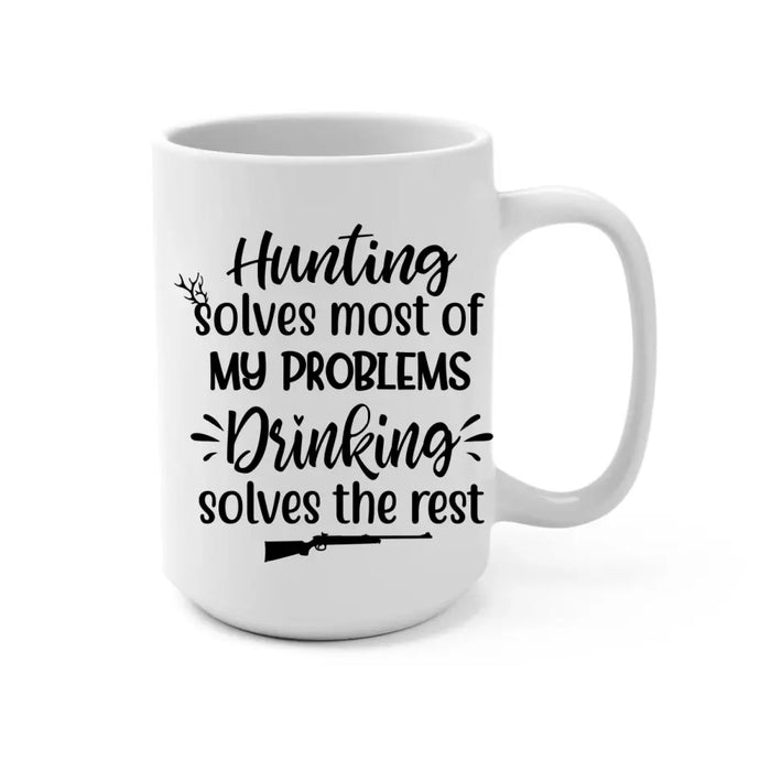 Up To 4 Chibi Hunting Solves Most Of My Problems - Personalized Mug For Her, Friends, Sister, Hunting