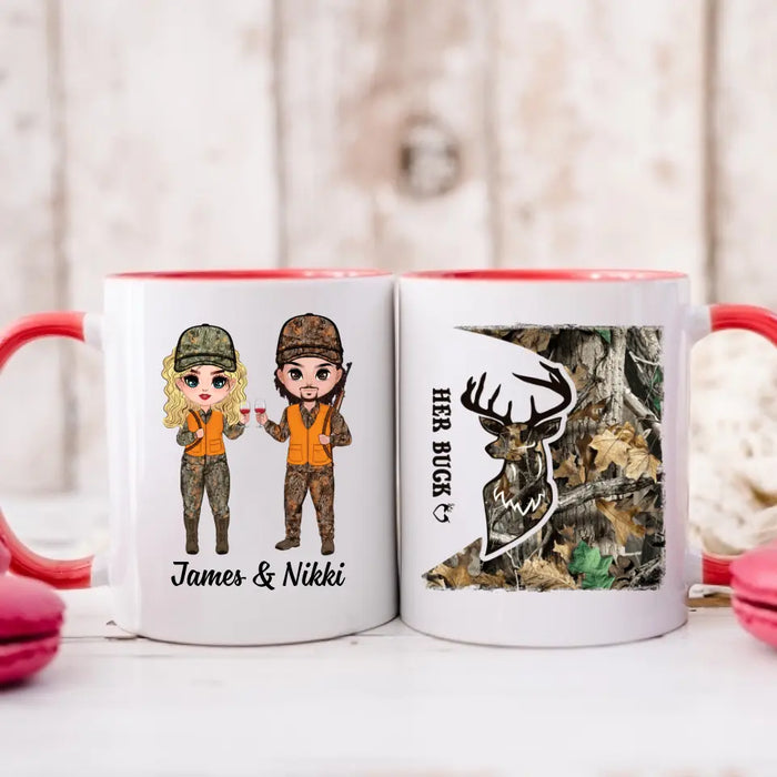 Her Buck And His Doe - Personalized Mug For Couples, Him, Her, Hunting