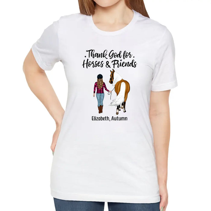 Personalized Shirt, Thank God for Horses & Friends, Gift for Horse Lovers