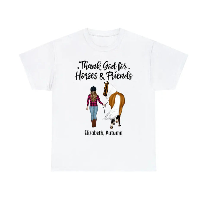 Personalized Shirt, Thank God for Horses & Friends, Gift for Horse Lovers