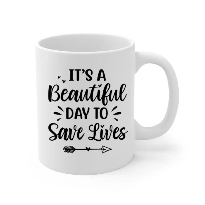 Couple Friends Save Lives - Personalized Mug Firefighter, EMS, Police Officer, Military, Nurse