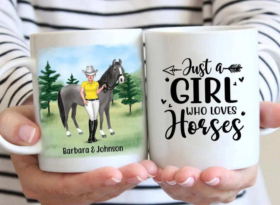 Just A Girl Who Loves Horses - Personalized Gifts Custom Horse Riding Lovers Mug For Her, Horse Riding Lovers