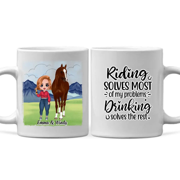 Riding Solves Most Of My Problems - Personalized Mug For Her, Horse Lovers