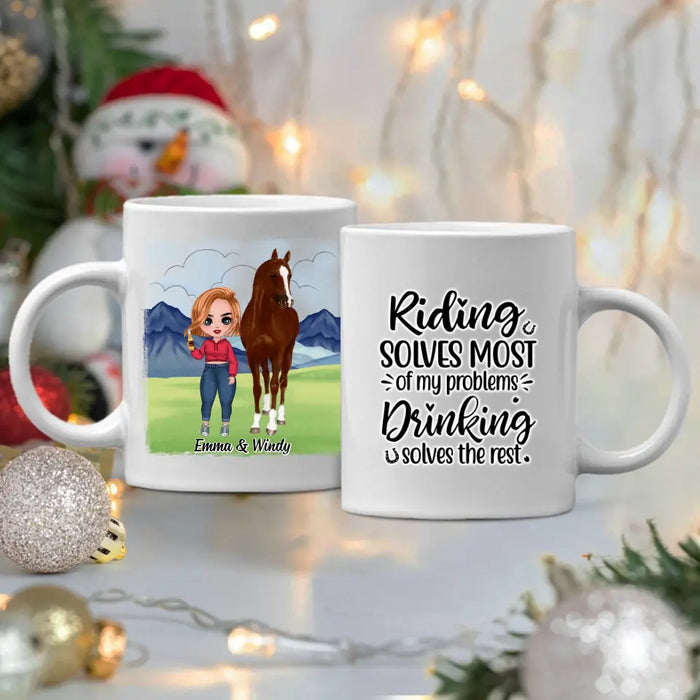 Riding Solves Most Of My Problems - Personalized Mug For Her, Horse Lovers