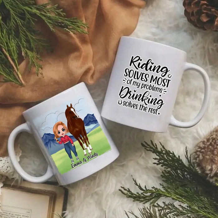 Riding Solves Most Of My Problems - Personalized Mug For Her, Horse Lovers