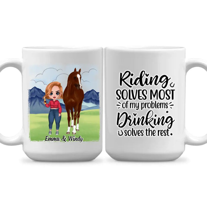 Riding Solves Most Of My Problems - Personalized Mug For Her, Horse Lovers