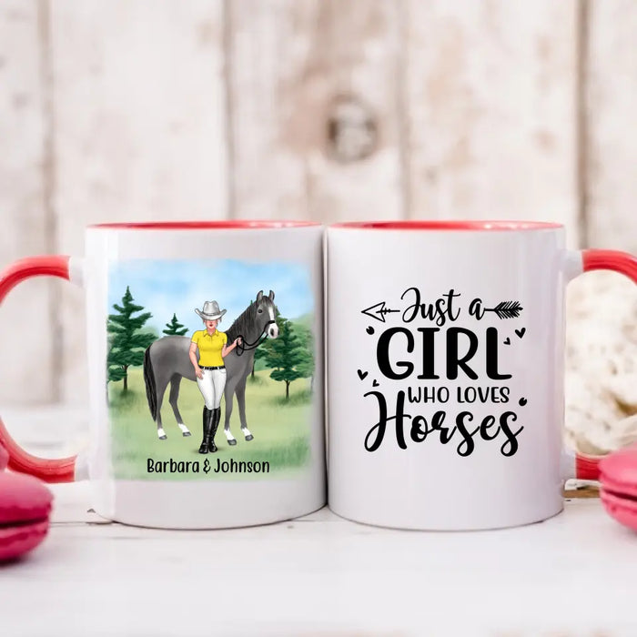 Just A Girl Who Loves Horses - Personalized Gifts Custom Horse Riding Lovers Mug For Her, Horse Riding Lovers