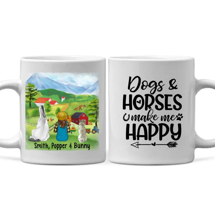 Dogs And Horses Make Me Happy - Personalized Mug For Her, Farmer