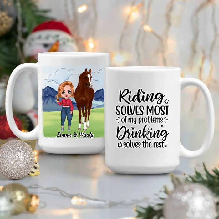 Riding Solves Most Of My Problems - Personalized Mug For Her, Horse Lovers