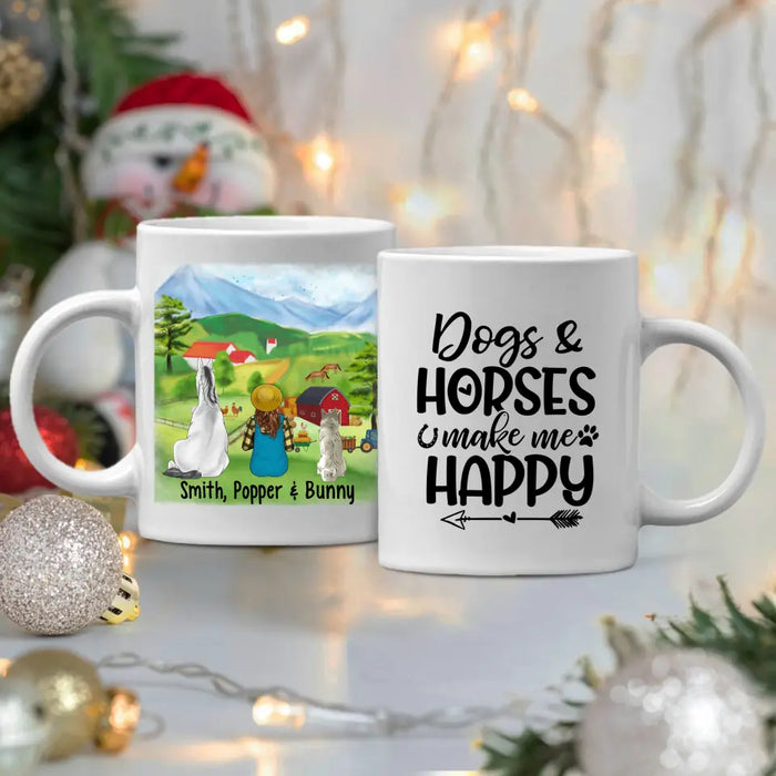 Dogs And Horses Make Me Happy - Personalized Mug For Her, Farmer