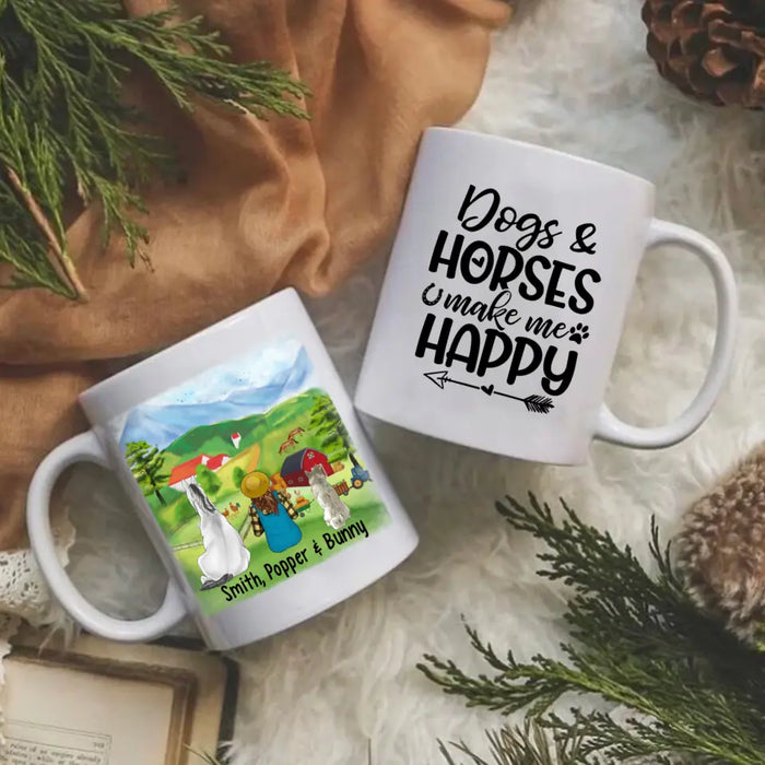 Dogs And Horses Make Me Happy - Personalized Mug For Her, Farmer