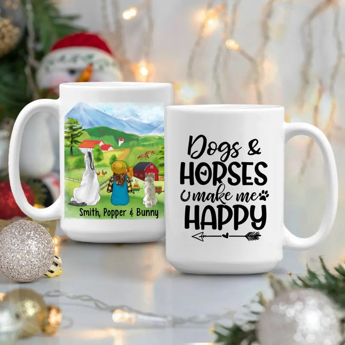 Dogs And Horses Make Me Happy - Personalized Mug For Her, Farmer