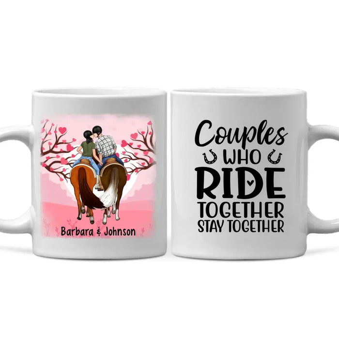 Couples Who Ride Together Stay Together - Personalized Mug For Couples, Horseback Riding, Horse Lovers