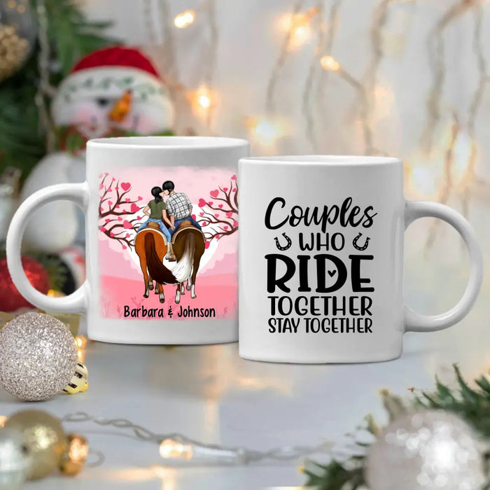 Couples Who Ride Together Stay Together - Personalized Mug For Couples, Horseback Riding, Horse Lovers