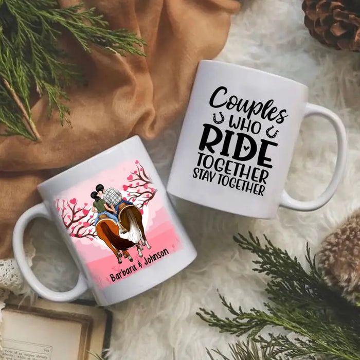 Couples Who Ride Together Stay Together - Personalized Mug For Couples, Horseback Riding, Horse Lovers