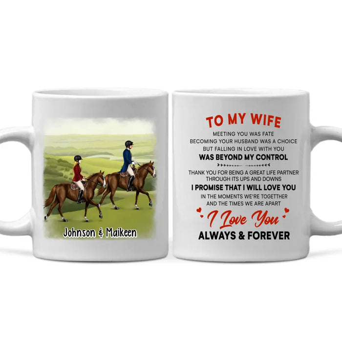 To My Wife Meeting You Was Fate - Personalized Mug For Couples, Her, Horse Lovers